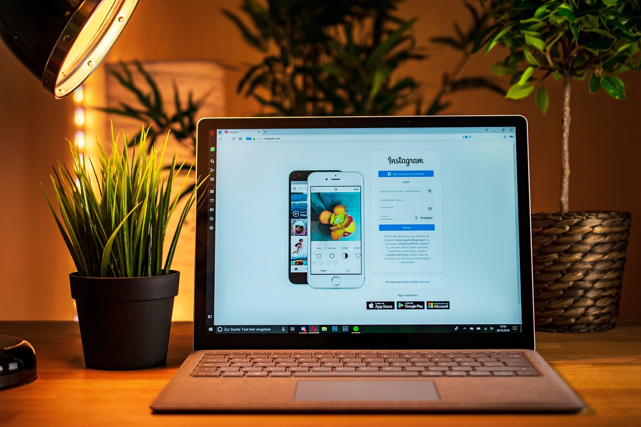Instagram social media displayed on laptop screen